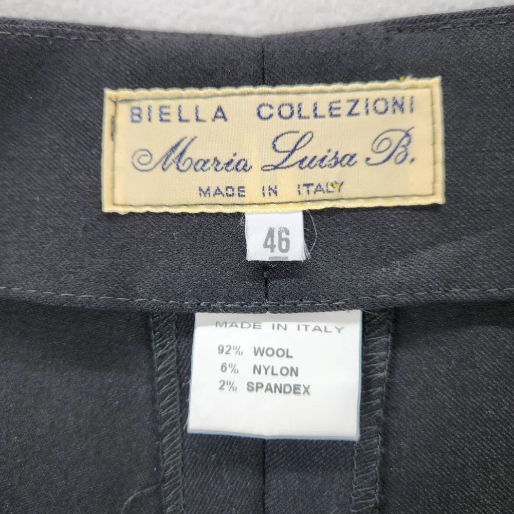 Maria Luisa Biella Collezioni Women Luxury Pants 46 Wool Black Italy US 10 - Picture 3 of 12